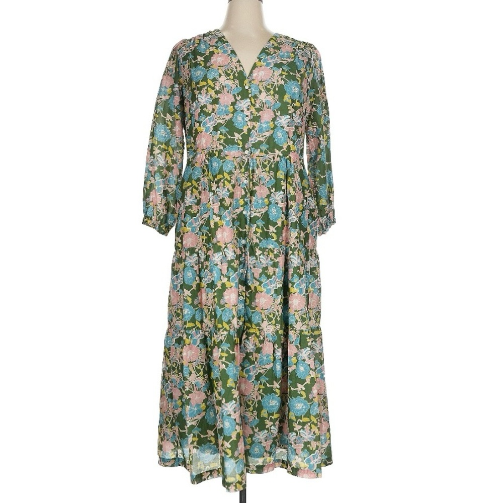 Trovata California Brand‎ Ainsley XL silk Floral - Long Sleeve Dress maxi luxury